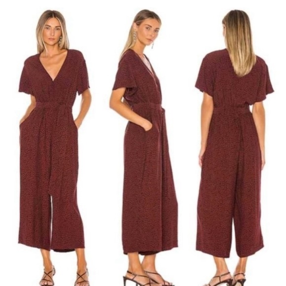 Rails Jet Jumpsuit in Rust Spotted Belted Size XS V-Neck - Picture 1 of 7